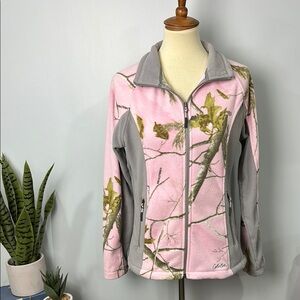 Cabela's Pink and Gray Camo Fleece Jacket Size Medium